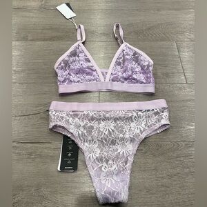 BAMBOO Lilac Lace Bralette and Panty Set